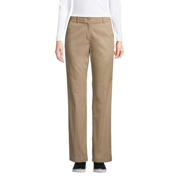 Lands End Straight Leg Chino Pants Classic Flat Front Minimalist Tan size 16 - Picture 1 of 11